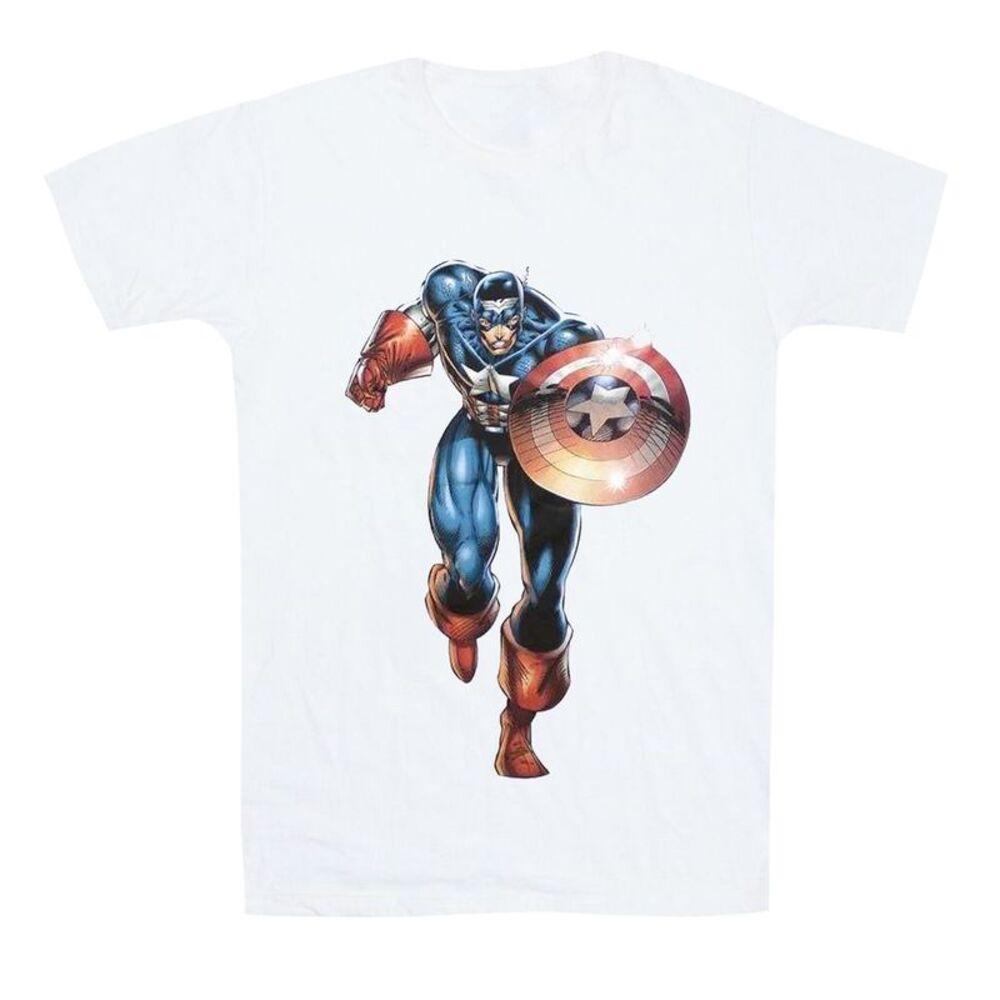 Captain America Unisex Adult Running T-Shirt / White